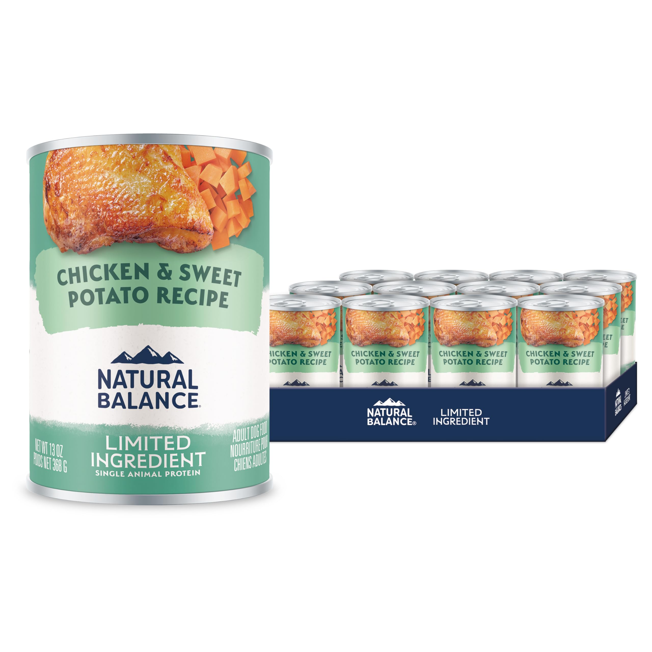 Natural Balance Limited Ingredient Adult Grain-Free Wet Dog Food – Chicken & Sweet Potato, 13 oz Cans (Pack of 12)