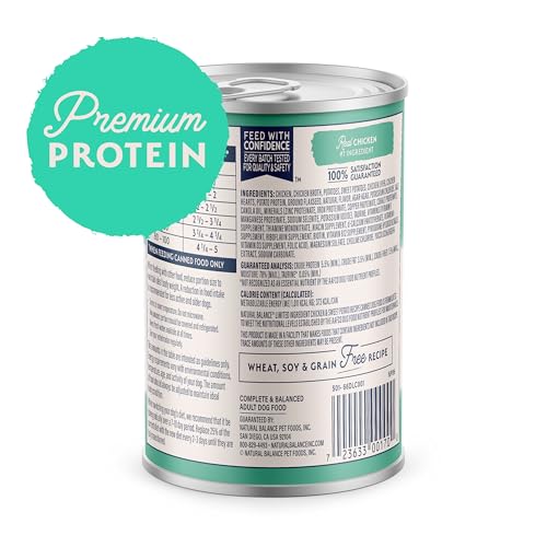 Natural Balance Limited Ingredient Adult Grain-Free Wet Dog Food – Chicken & Sweet Potato, 13 oz Cans (Pack of 12)