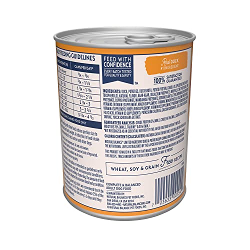 Natural Balance Reserve Duck & Potato Limited Ingredient Grain-Free Canned Dog Food – 12 x 13 oz