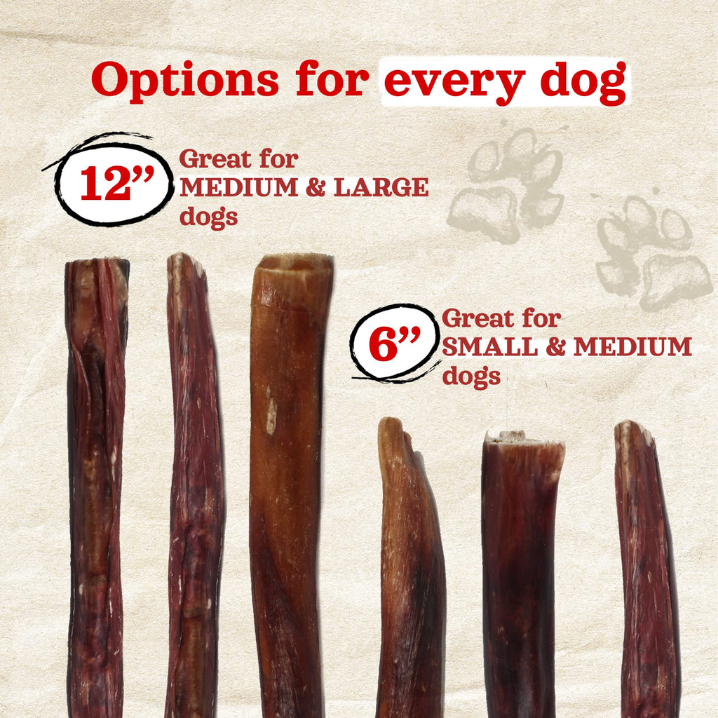 Natural Farm Power Bully Sticks Dog Chews (6-inch, 15-Pack) – 2-in-1 Beef Cheek Wrapped in Beef Pizzle