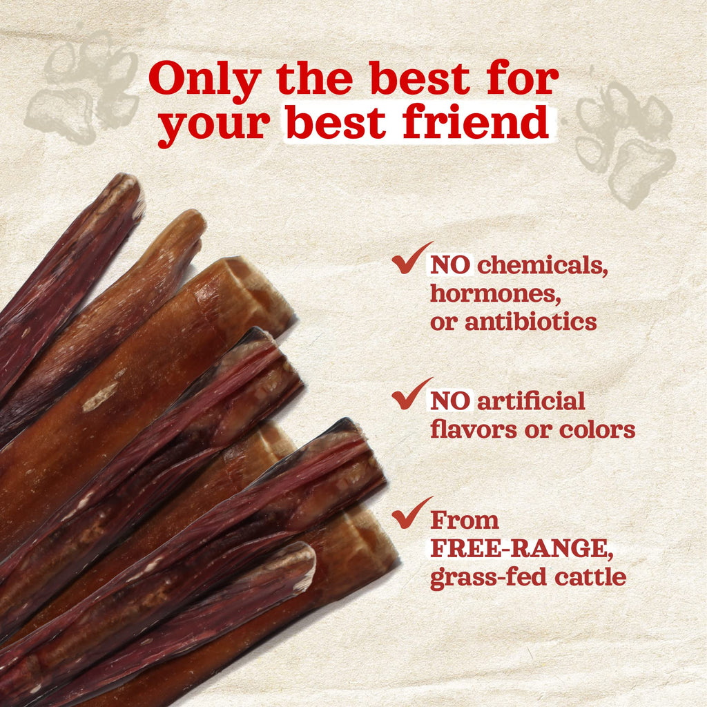 Natural Farm Power Bully Sticks Dog Chews (6-inch, 15-Pack) – 2-in-1 Beef Cheek Wrapped in Beef Pizzle