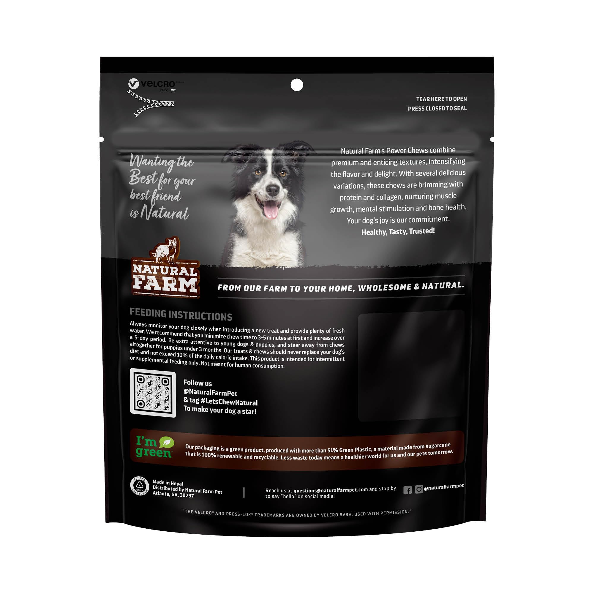 Natural Farm Power Bully Sticks Dog Chews (6-inch, 15-Pack) – 2-in-1 Beef Cheek Wrapped in Beef Pizzle