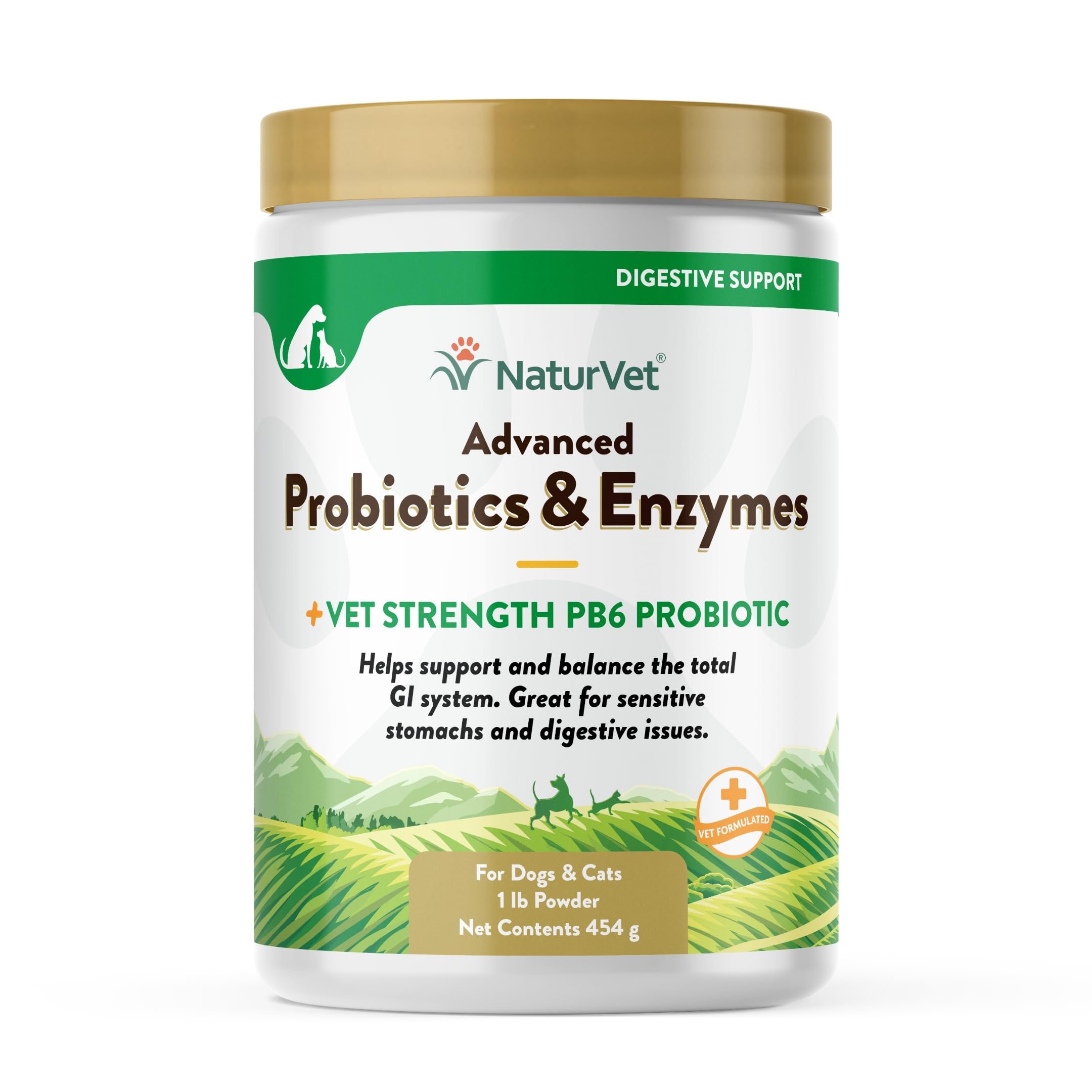NaturVet – Advanced Probiotics & Enzymes with Vet Strength PB6 for Dogs & Cats (1 lb)