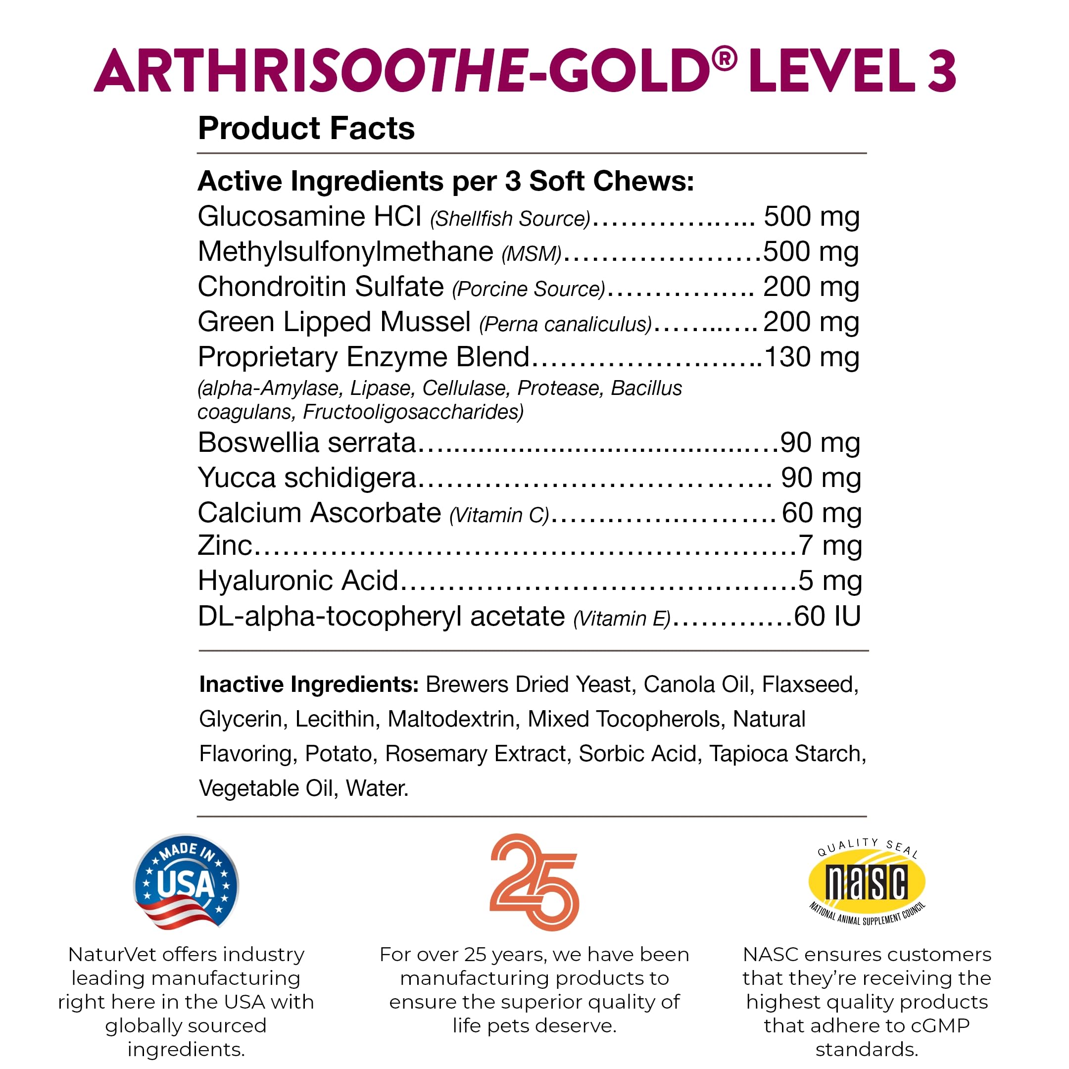 NaturVet ArthriSoothe-Gold Level 3 – Advanced Joint Support for Dogs