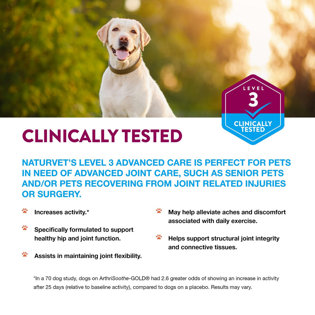 NaturVet ArthriSoothe-Gold Level 3 – Advanced Joint Support for Dogs