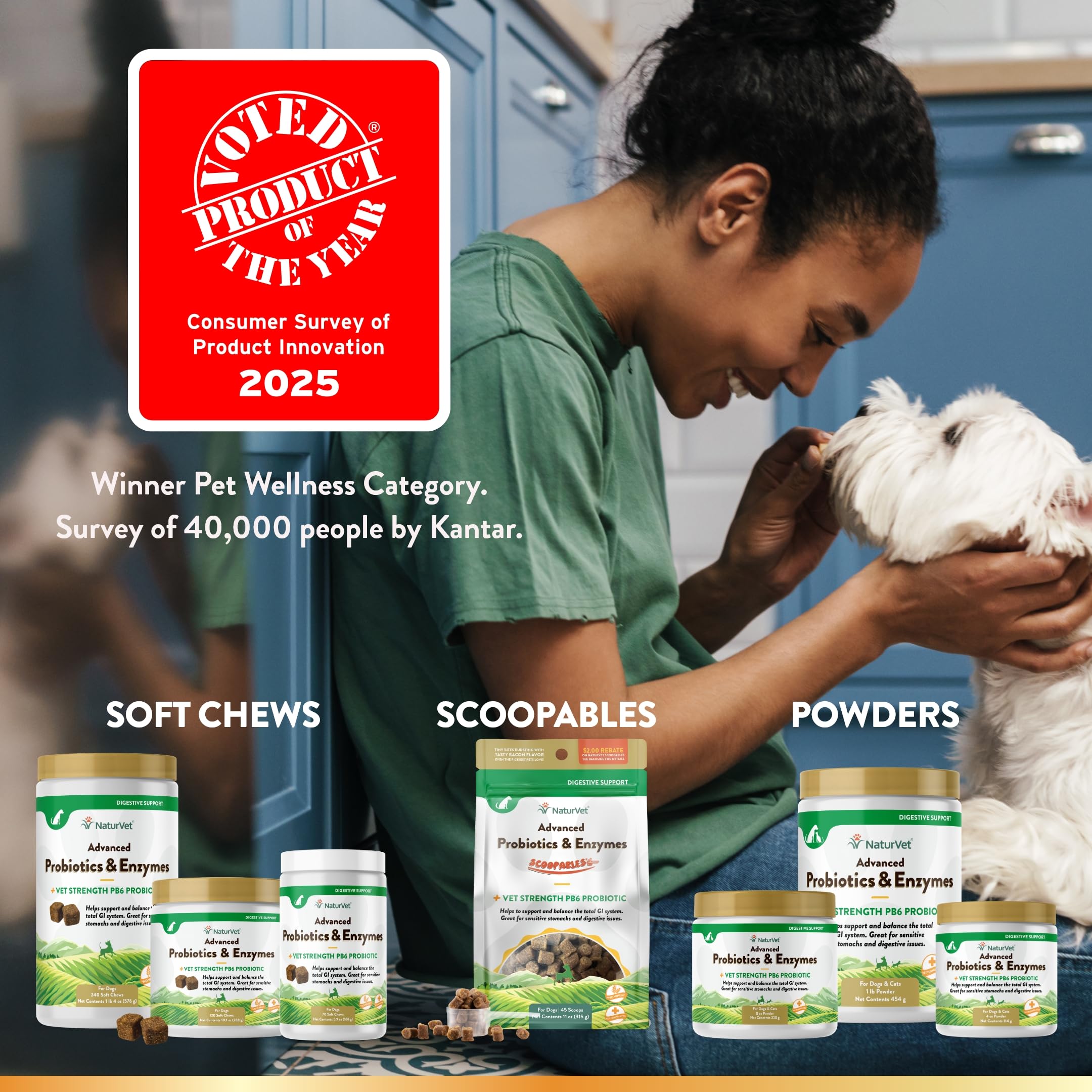 NaturVet – Advanced Probiotics & Enzymes with Vet Strength PB6 for Dogs & Cats (1 lb)