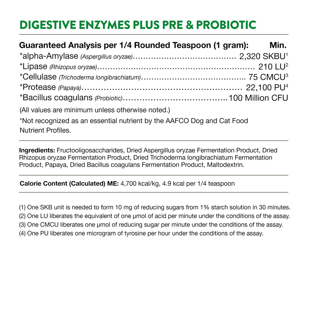 NaturVet Digestive Enzymes with Probiotics & Prebiotics for Dogs & Cats | 1 lb Powder