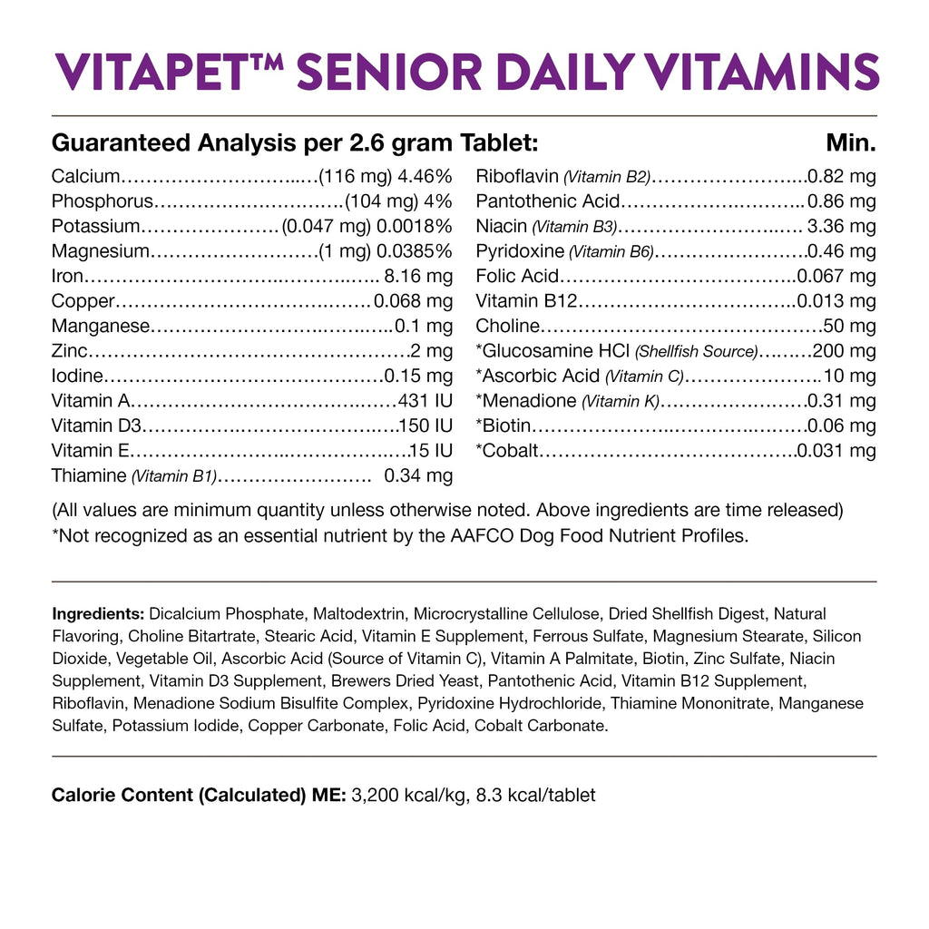 NaturVet VitaPet Senior Daily Vitamins for Dogs with Glucosamine – Joint Support & Full Spectrum Nutrition