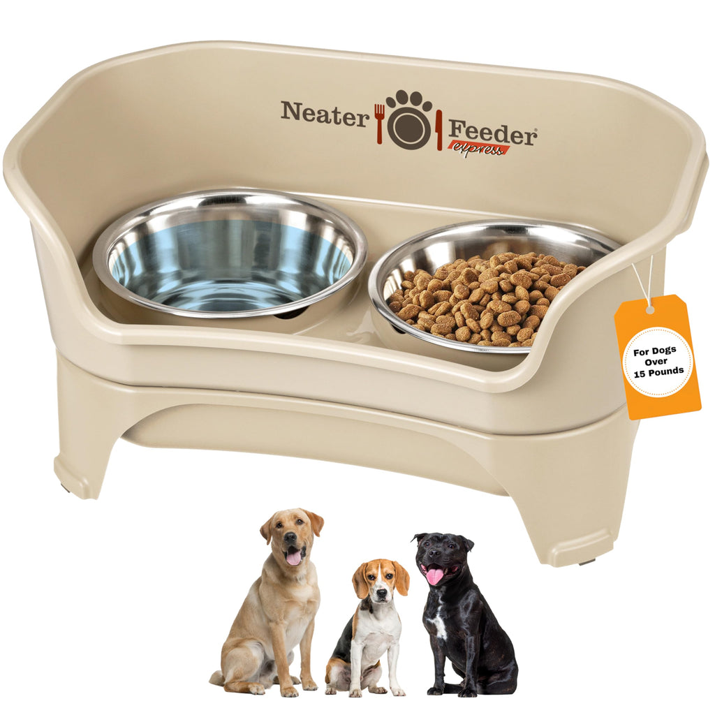 Neater Feeder Express Mess-Proof Elevated Dog Bowls (Almond) for Medium to Large Dogs