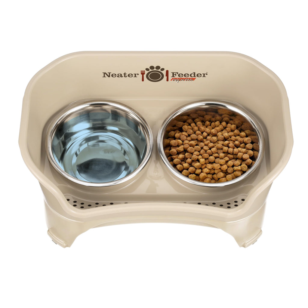 Neater Feeder Express Mess-Proof Elevated Dog Bowls (Almond) for Medium to Large Dogs