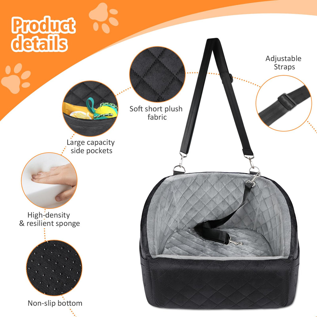 NEEZUKAR Dog Car Seat for Small Dogs – Detachable Booster Seat with Washable Cover & Storage Pockets
