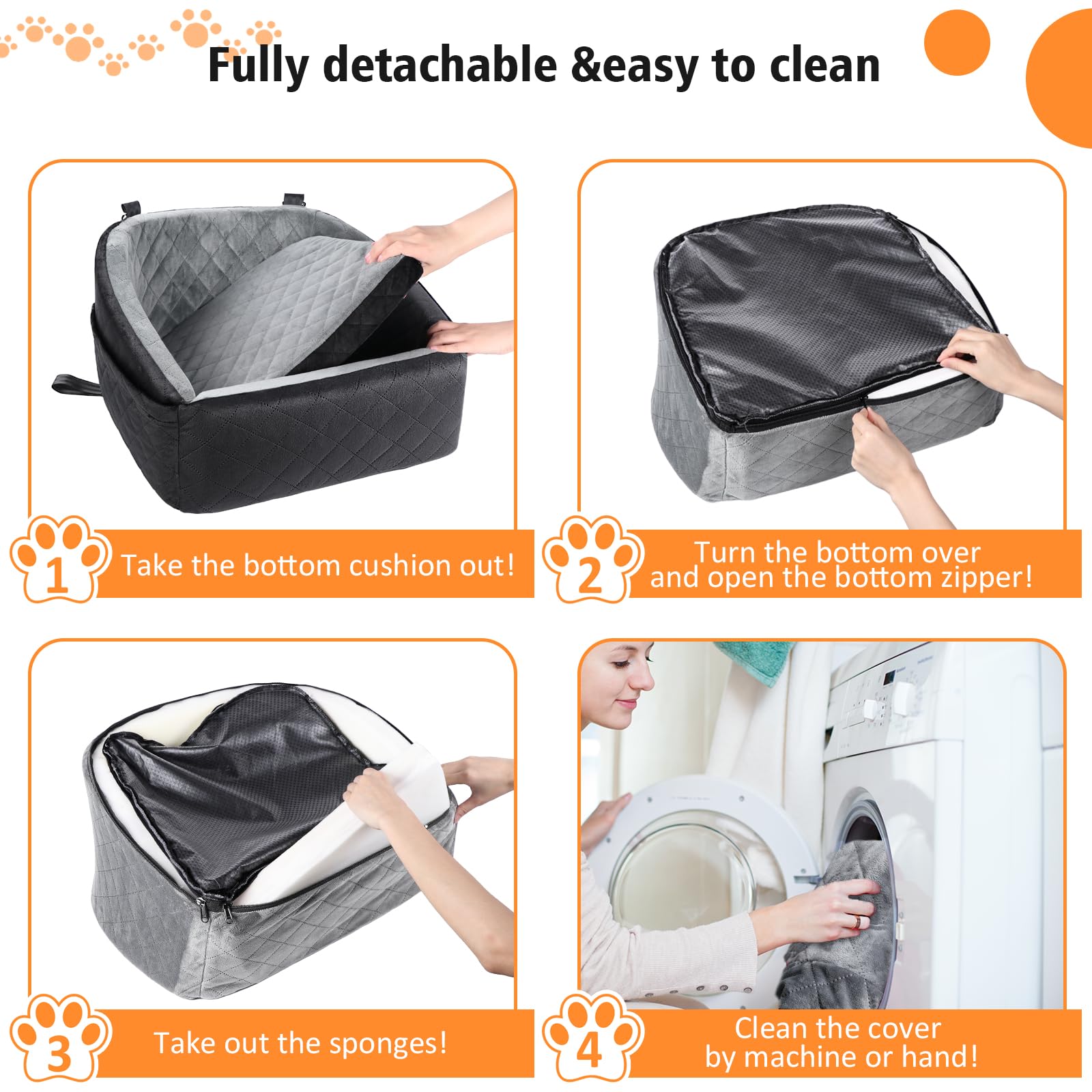 NEEZUKAR Dog Car Seat for Small Dogs – Detachable Booster Seat with Washable Cover & Storage Pockets