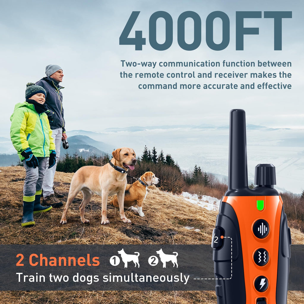 Nikketta Dog Shock Collar with Flashing Light — 4000ft Range, Beep/Vibration/Safe Shock, Keypad Lock