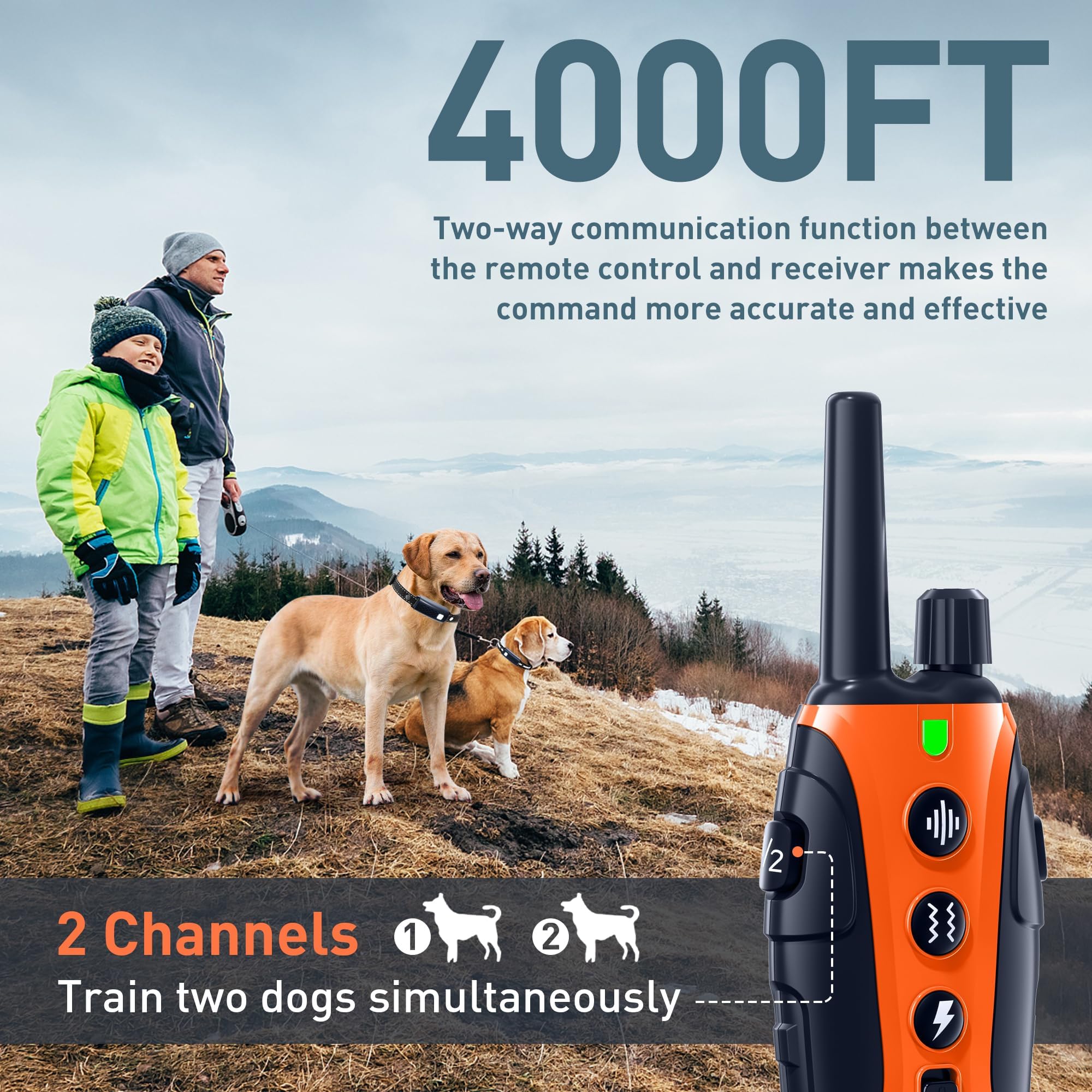 Nikketta Dog Shock Collar with Flashing Light — 4000ft Range, Beep/Vibration/Safe Shock, Keypad Lock