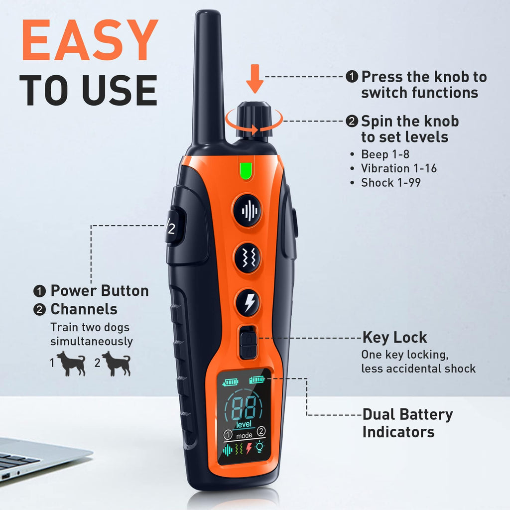 Nikketta Dog Shock Collar with Flashing Light — 4000ft Range, Beep/Vibration/Safe Shock, Keypad Lock