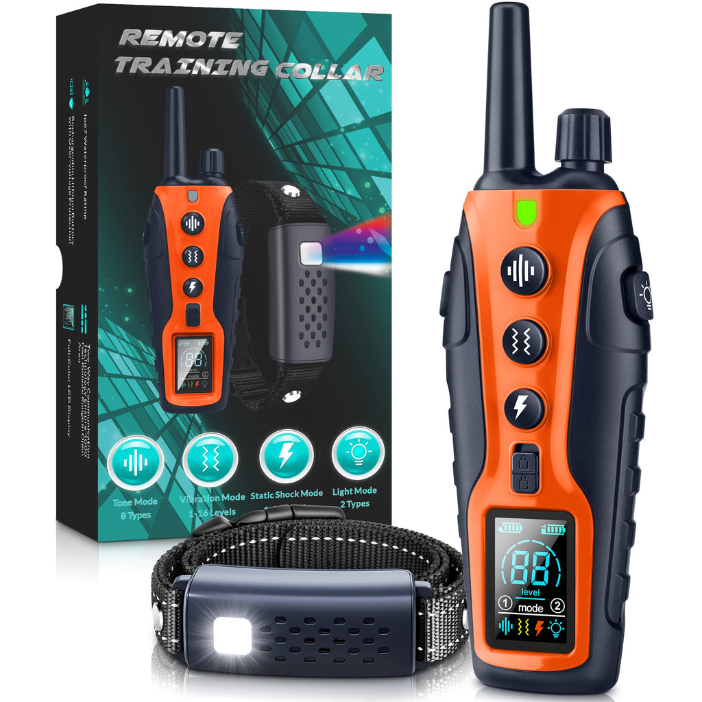 Nikketta Dog Shock Collar with Flashing Light — 4000ft Range, Beep/Vibration/Safe Shock, Keypad Lock