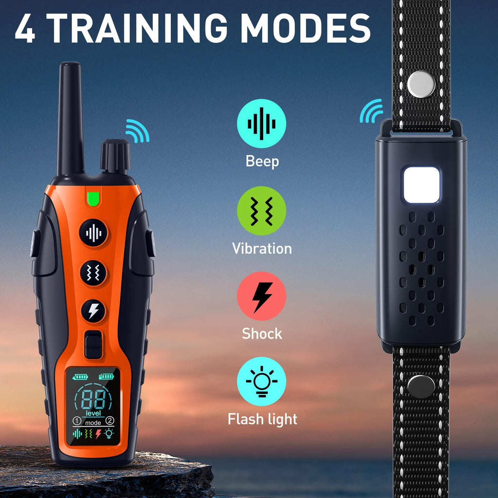 Nikketta Dog Shock Collar with Flashing Light — 4000ft Range, Beep/Vibration/Safe Shock, Keypad Lock