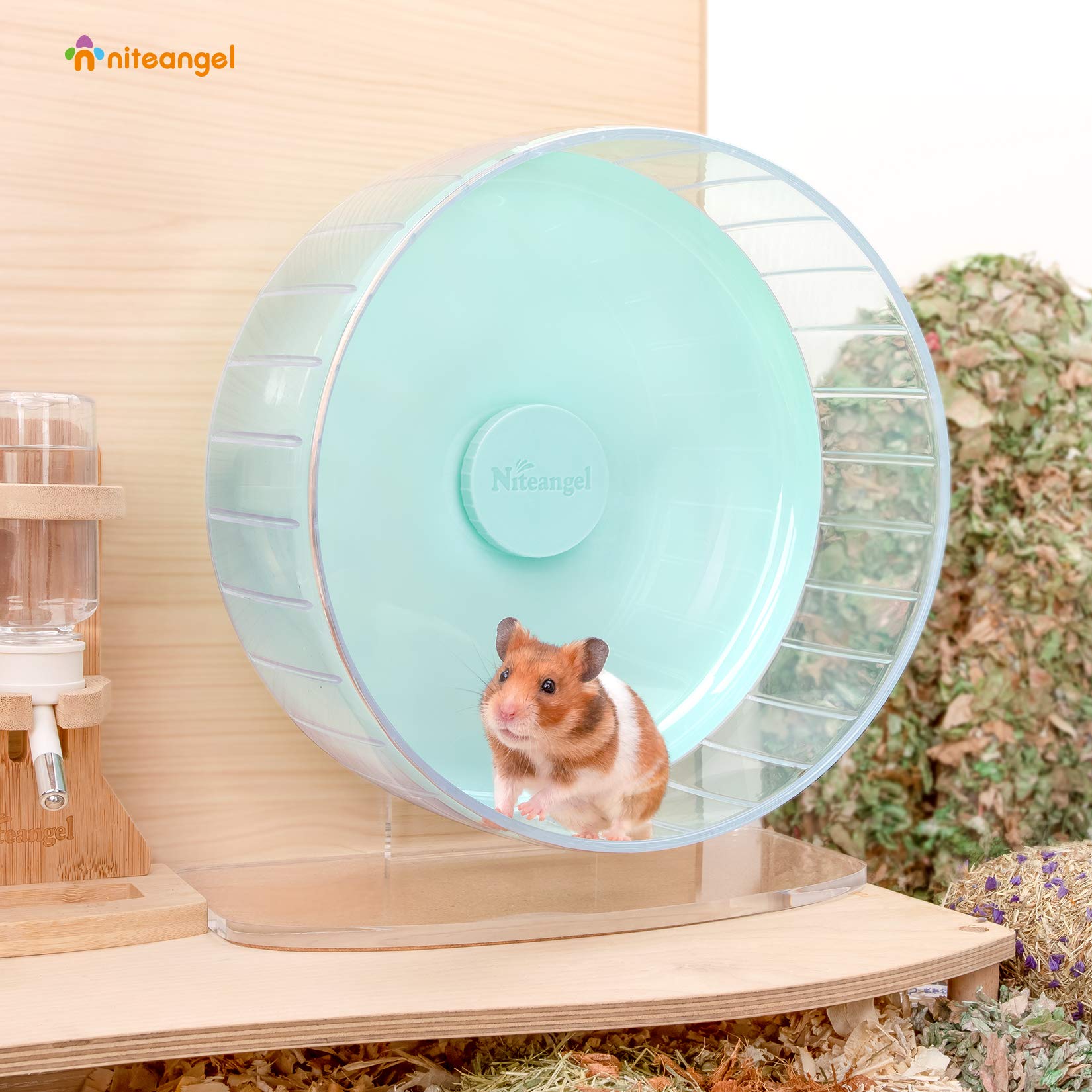 Niteangel Super-Silent 11-Inch Hamster Wheel – Quiet, Adjustable Stand, Mint Green