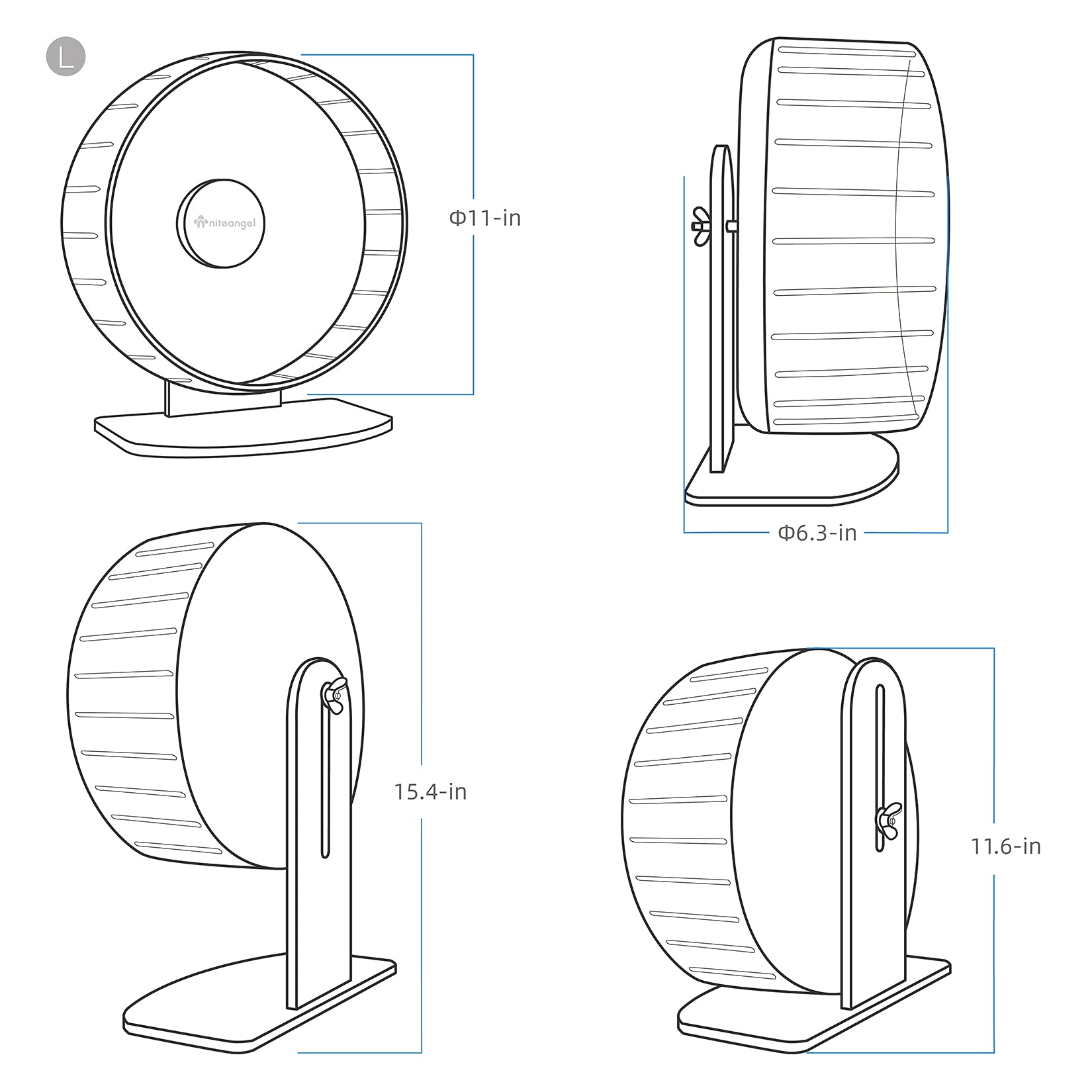 Niteangel Super-Silent 11-Inch Hamster Wheel – Quiet, Adjustable Stand, Mint Green