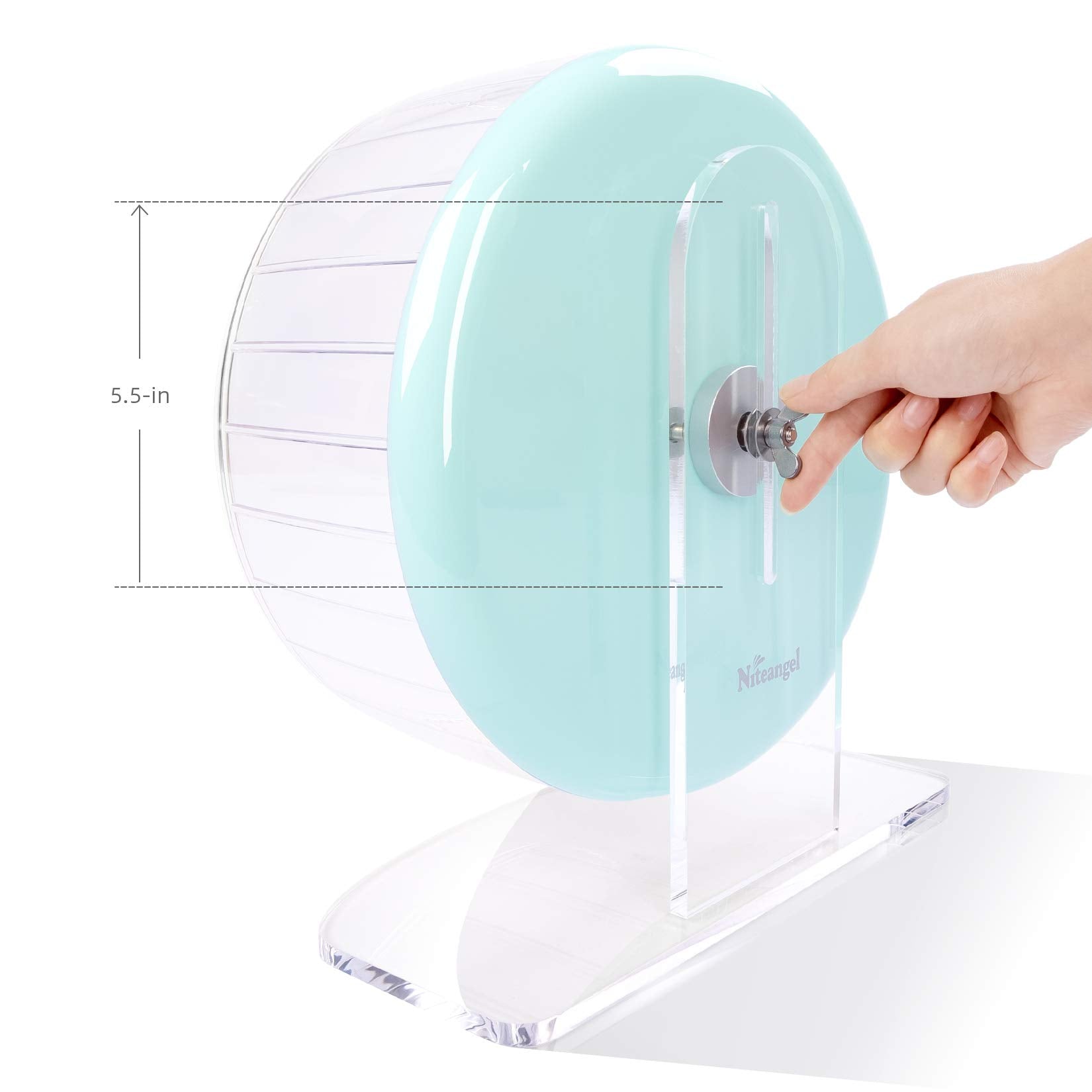 Niteangel Super-Silent 11-Inch Hamster Wheel – Quiet, Adjustable Stand, Mint Green