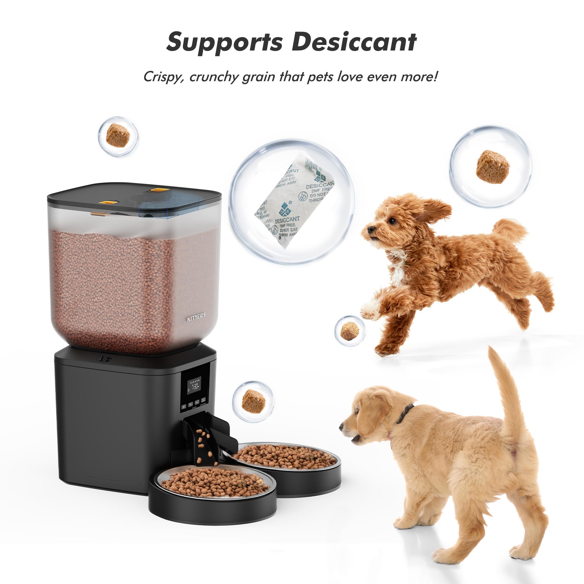 Nityers Automatic Cat Feeder for 2 Cats – 8L Large Capacity, LCD, Timed Feeding