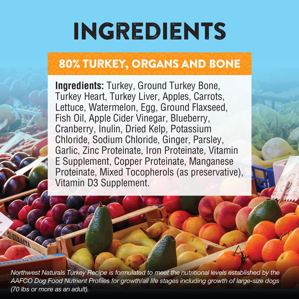 Northwest Naturals Freeze-Dried Turkey Dog Food – Bite-Sized Nuggets, Grain-Free, High-Protein, USA Made (25 oz)