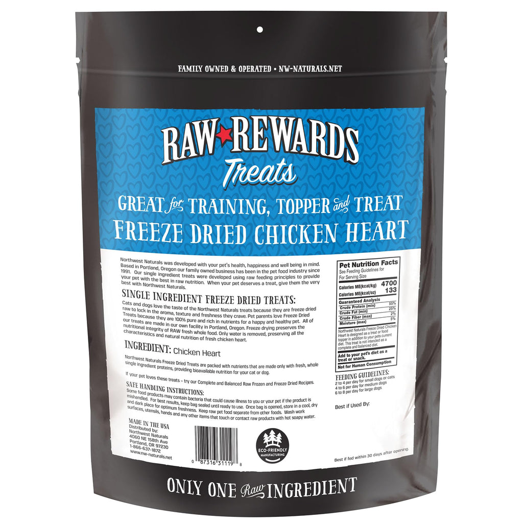 Northwest Naturals Raw Rewards Freeze-Dried Chicken Heart Treats for Dogs & Cats – 10 oz, 1 Ingredient, Human Grade, USA Made