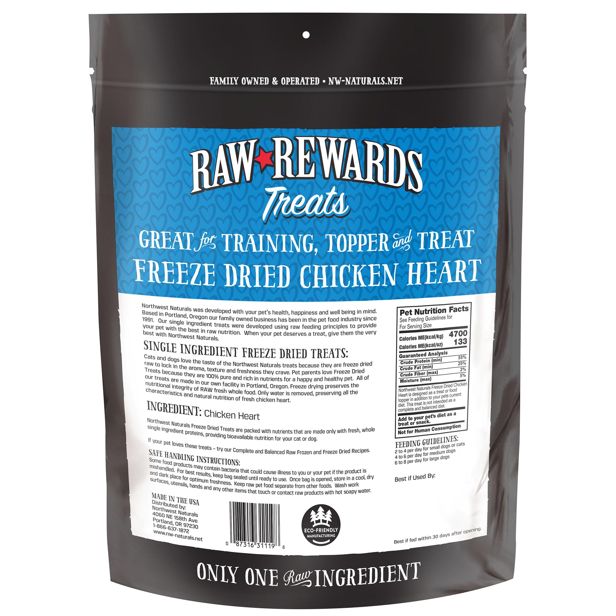 Northwest Naturals Raw Rewards Freeze-Dried Chicken Heart Treats for Dogs & Cats – 10 oz, 1 Ingredient, Human Grade, USA Made