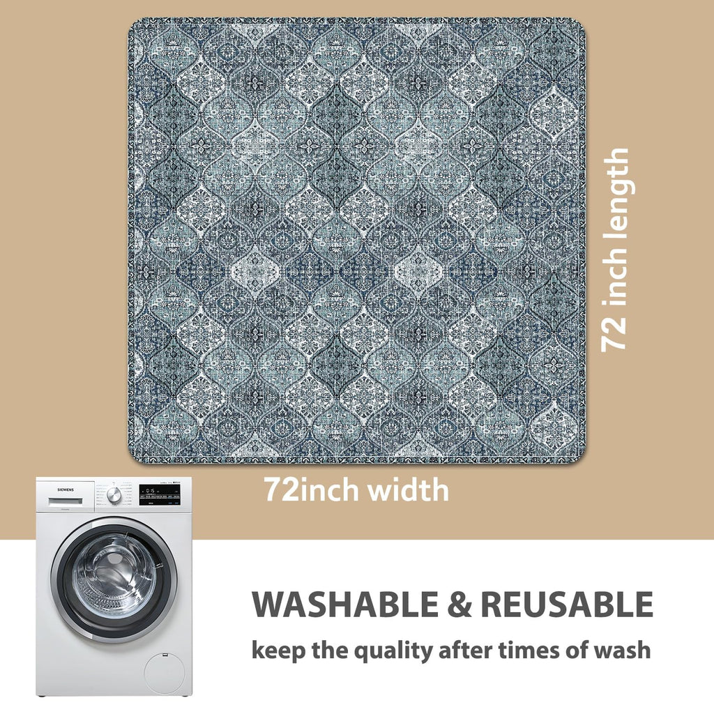 nunubaby Washable Pee Pads for Dogs – Non-Slip, Leak-Proof, 72x72 in (Blue/Multi)