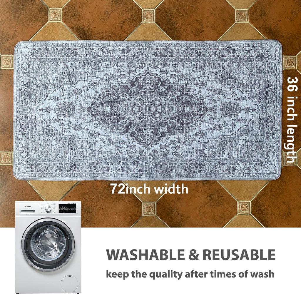 Nunubaby Washable Pee Pads for Dogs – Stylish, Non-Slip, Leak-Proof Reusable Potty Pads (Gray/Geo, 36 x 72)