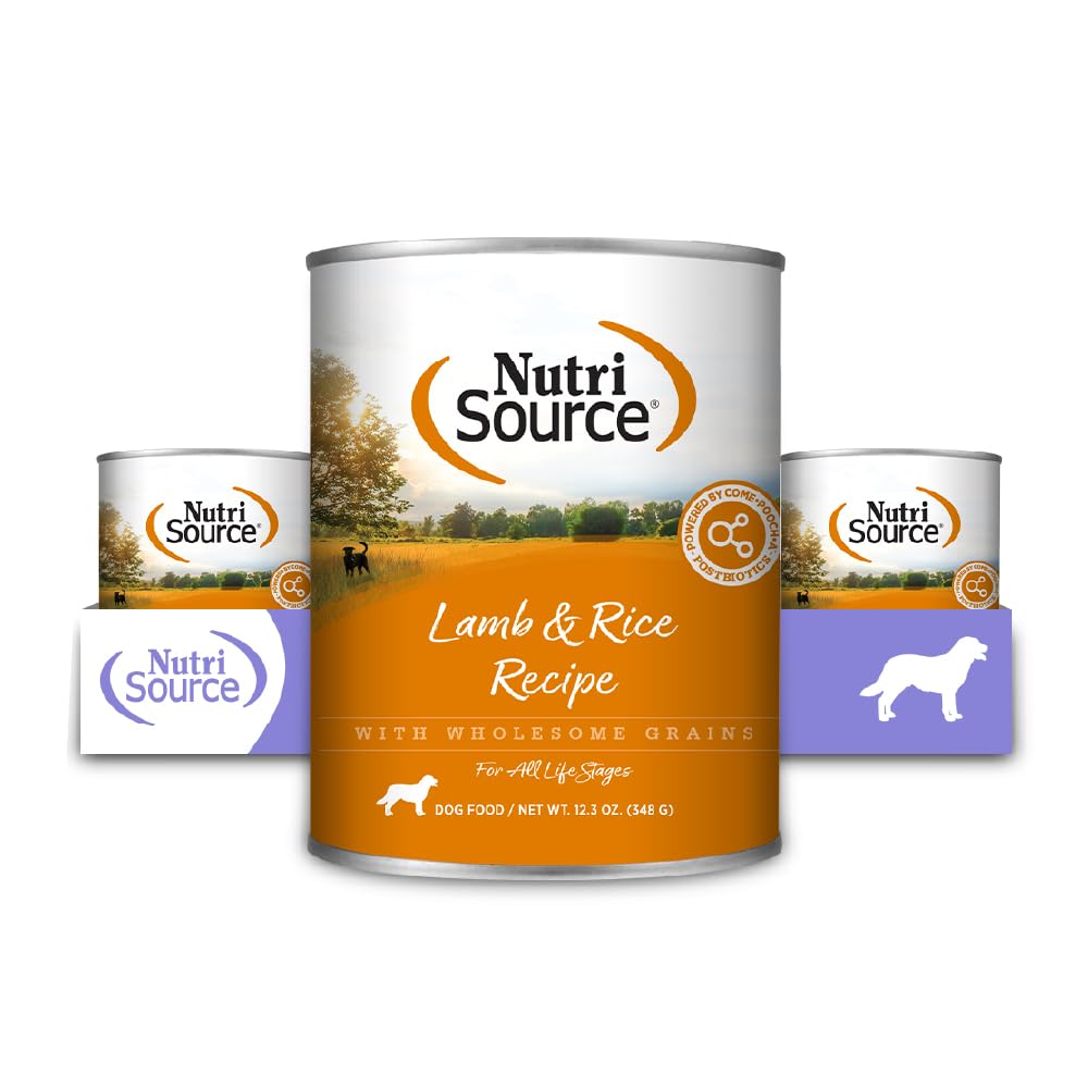 NutriSource Lamb & Rice Wet Dog Food — Premium Canned, 12.3 oz (Pack of 12)