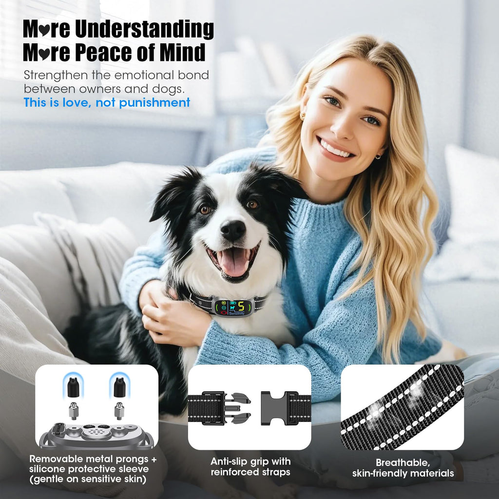 Oliry Smart AI Bark Collar for All Dogs | 5 Training Modes, AI Bark Detection, IP67 Waterproof, Rechargeable