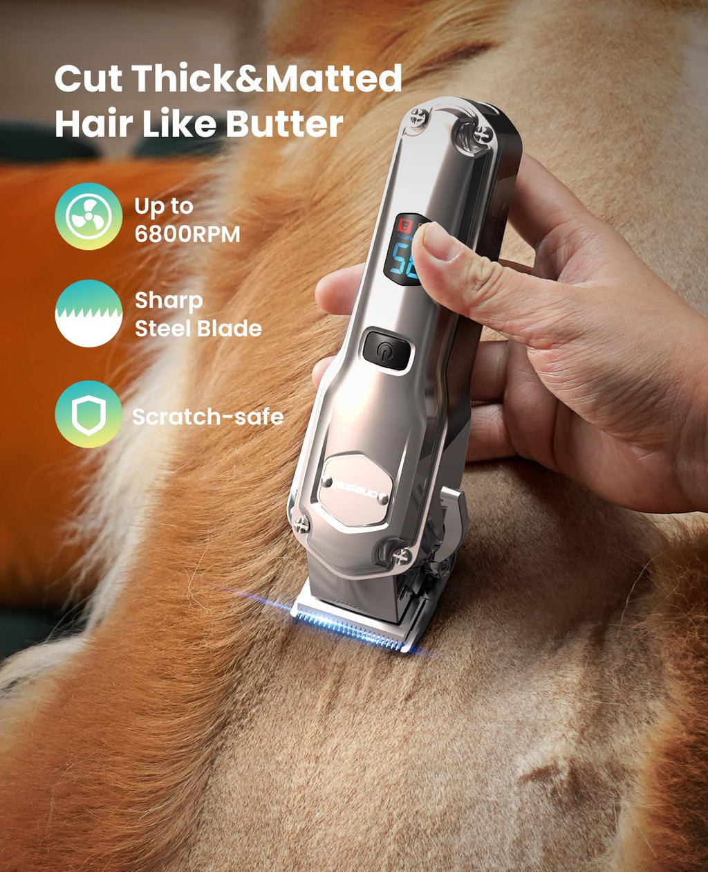 oneisall Dog Clippers for Thick Coats – 4-in-1 Low-Noise Cordless Grooming Kit
