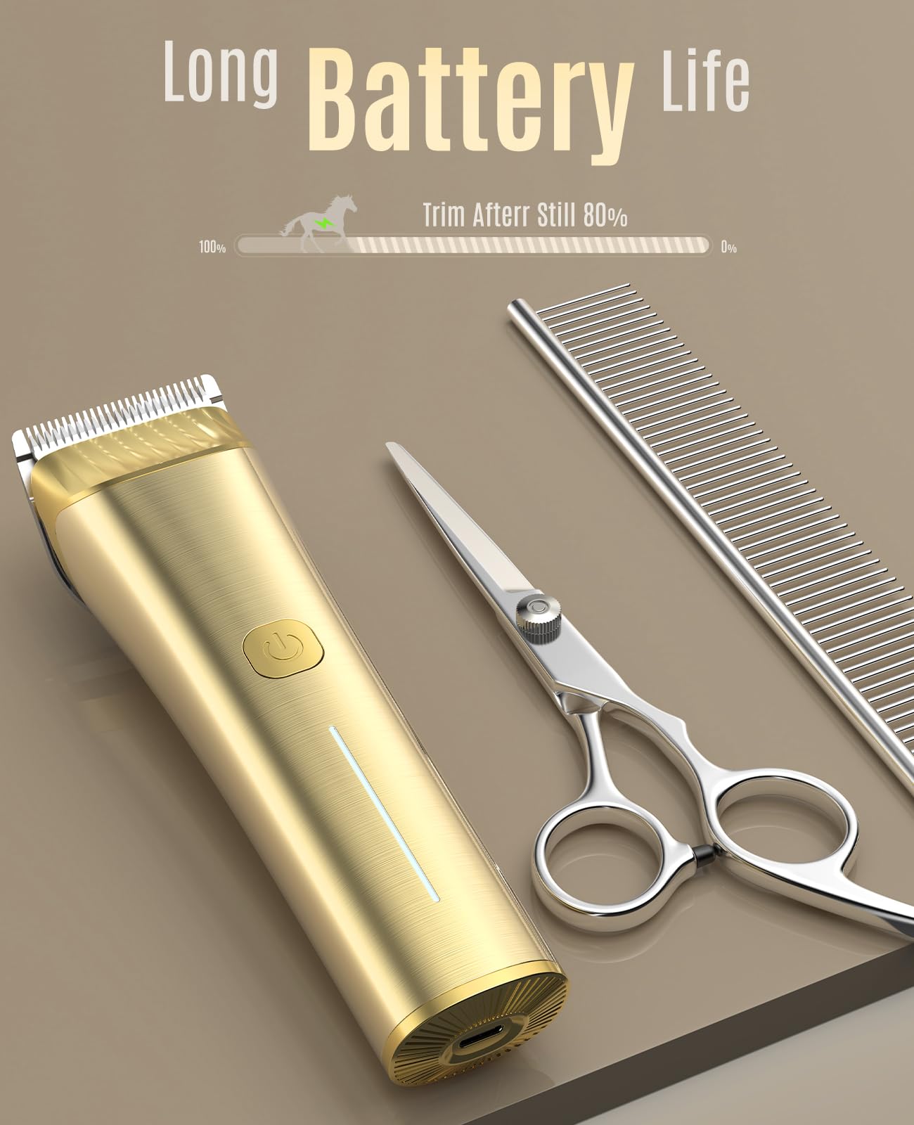 Oneisall Cordless Horse Clippers — Ultra-Quiet, 2-Speed Grooming Kit for Thick Coat