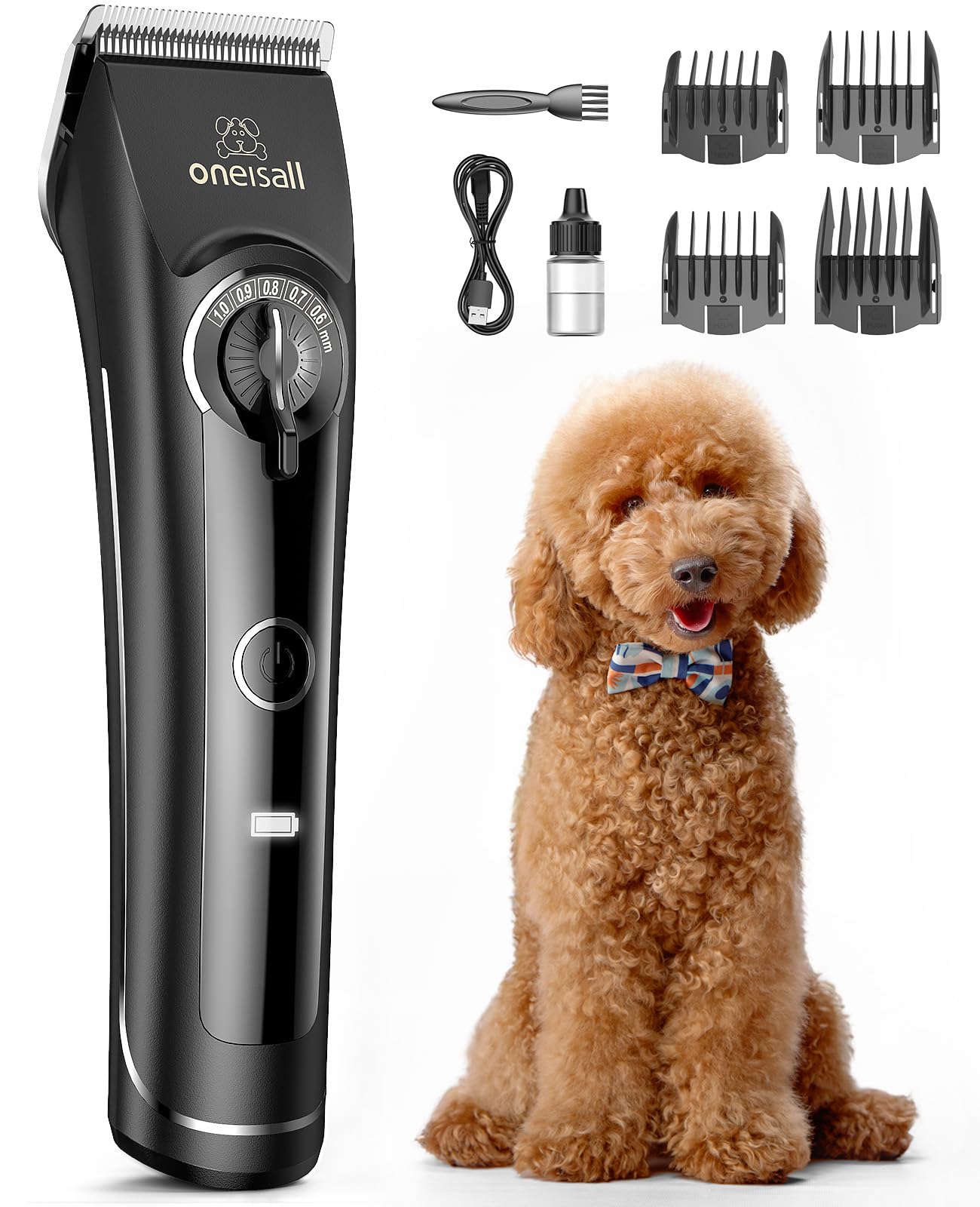 oneisall Dog Clippers for Thick Coats – Low Noise, Heavy Duty Grooming Kit with Detachable Blades