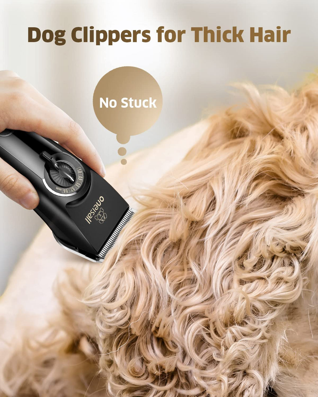 oneisall Dog Clippers for Thick Coats – Low Noise, Heavy Duty Grooming Kit with Detachable Blades