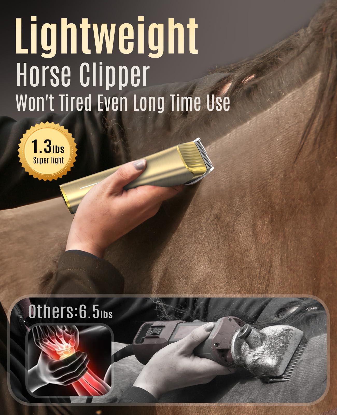 Oneisall Cordless Horse Clippers — Ultra-Quiet, 2-Speed Grooming Kit for Thick Coat