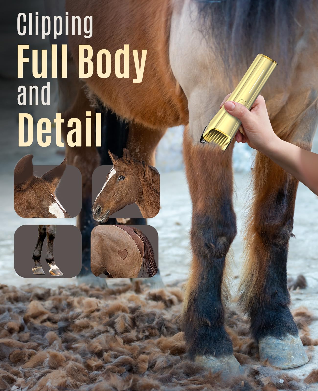 Oneisall Cordless Horse Clippers — Ultra-Quiet, 2-Speed Grooming Kit for Thick Coat