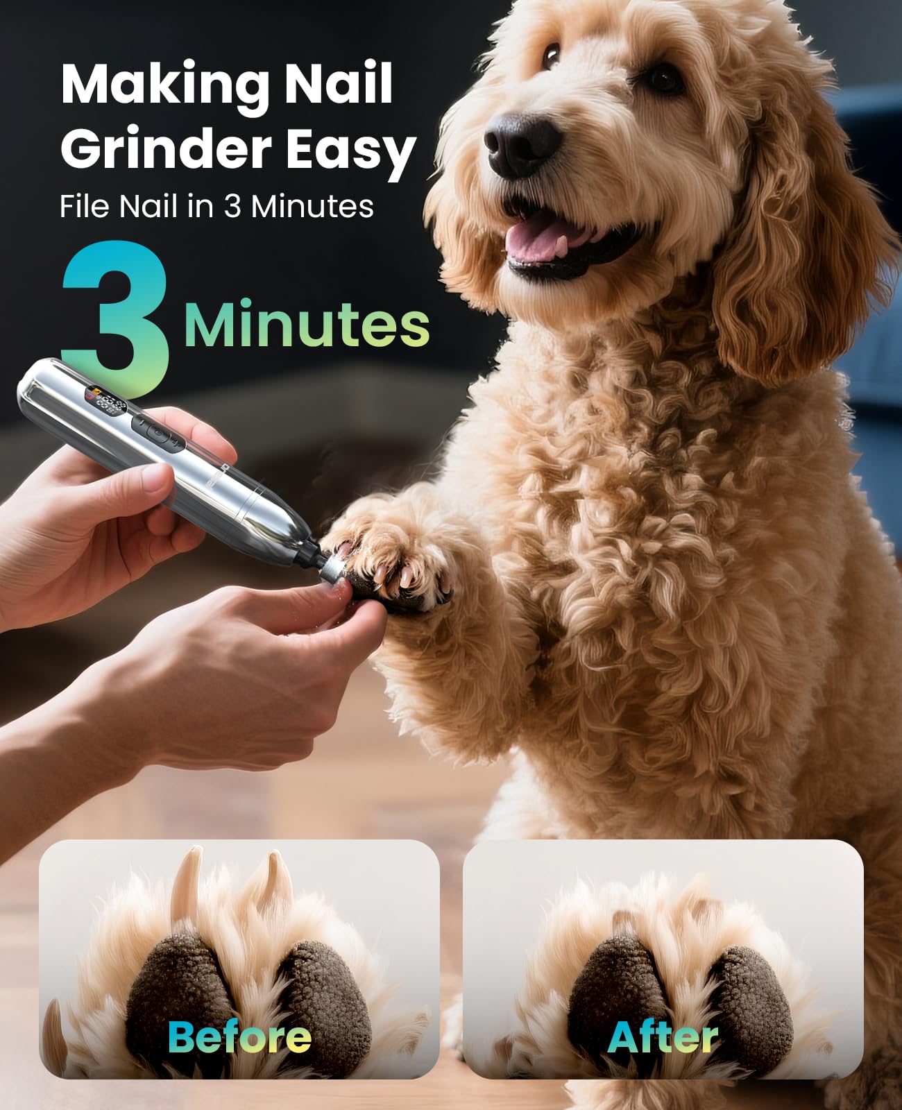 oneisall Dog Clippers for Thick Coats – 4-in-1 Low-Noise Cordless Grooming Kit
