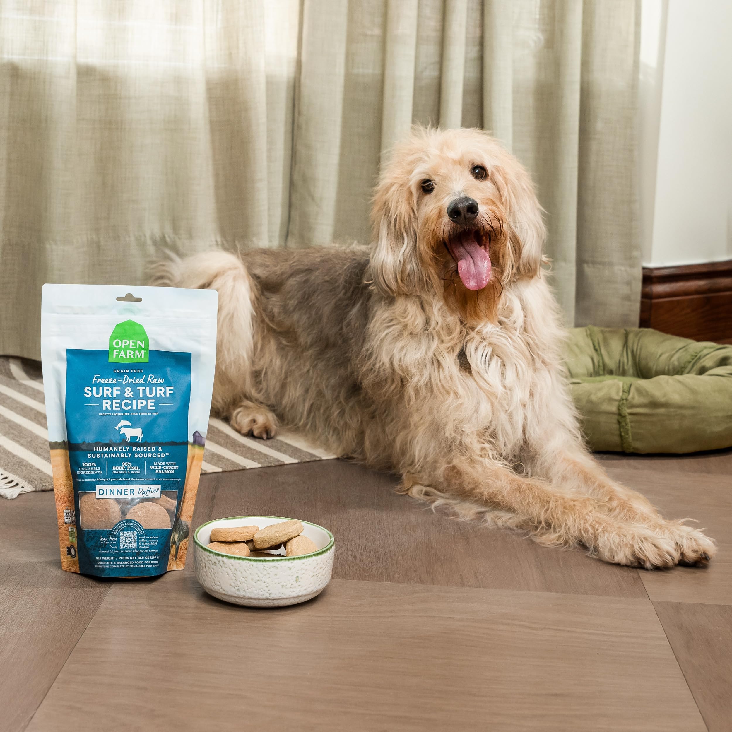 Open Farm Freeze Dried Raw Dog Food Patties – 95% Meat, Organs & Bone | Grass-Fed Beef, 17.5oz