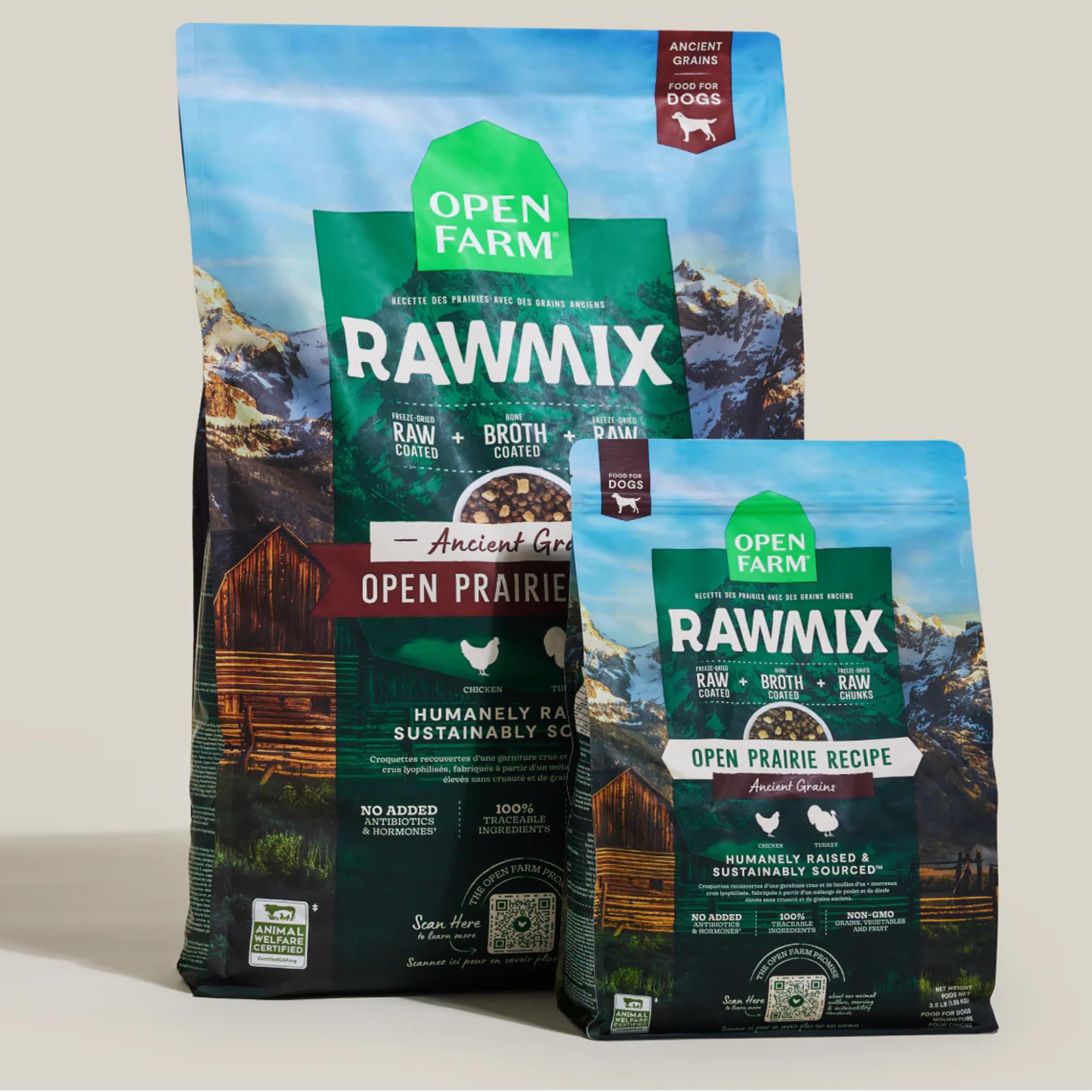 Open Farm RawMix Dry Dog Food with Ancient Grains – Open Prairie Recipe (Chicken & Turkey), 20lb