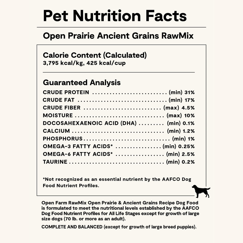 Open Farm RawMix Dry Dog Food with Ancient Grains – Open Prairie Recipe (Chicken & Turkey), 20lb
