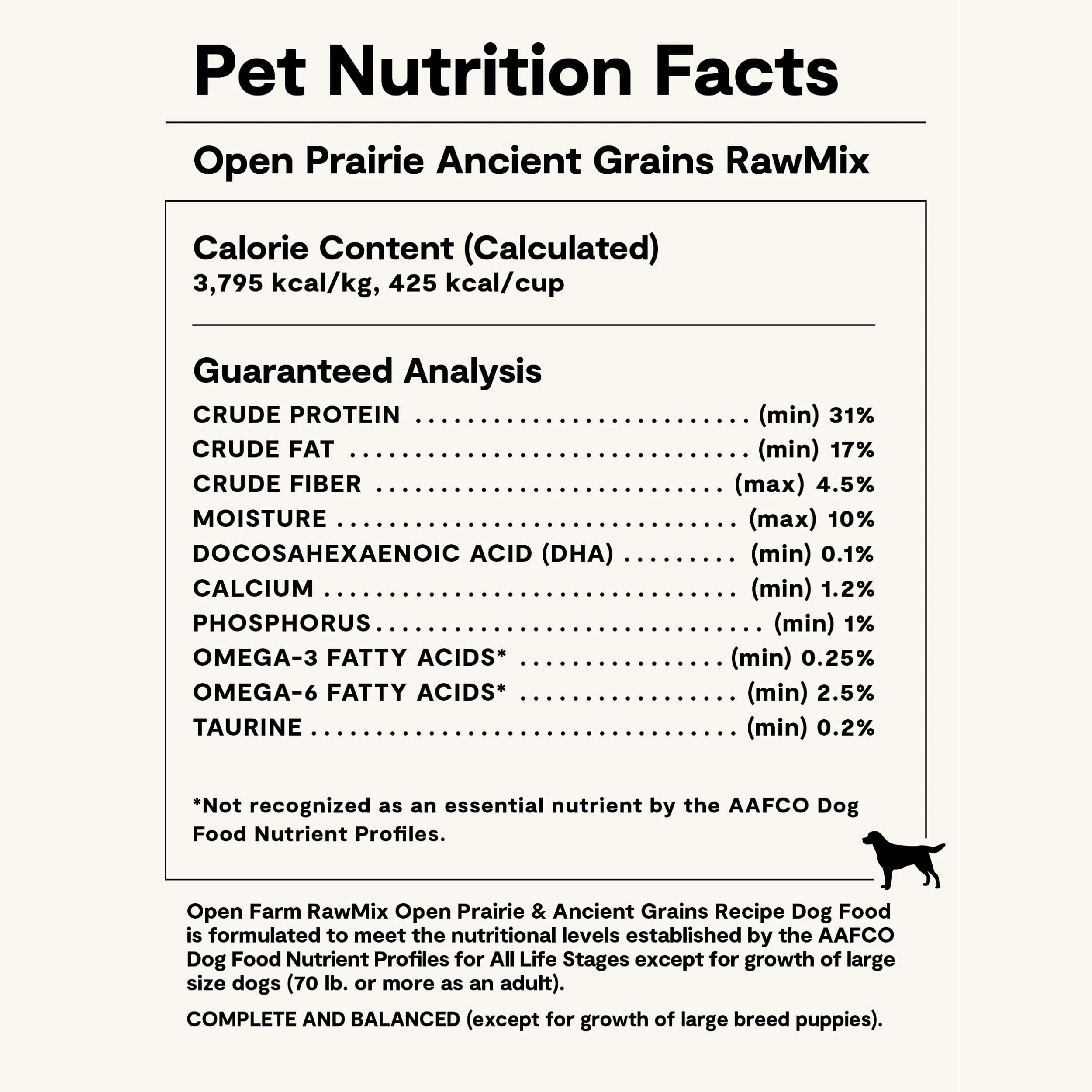 Open Farm RawMix Dry Dog Food with Ancient Grains – Open Prairie Recipe (Chicken & Turkey), 20lb