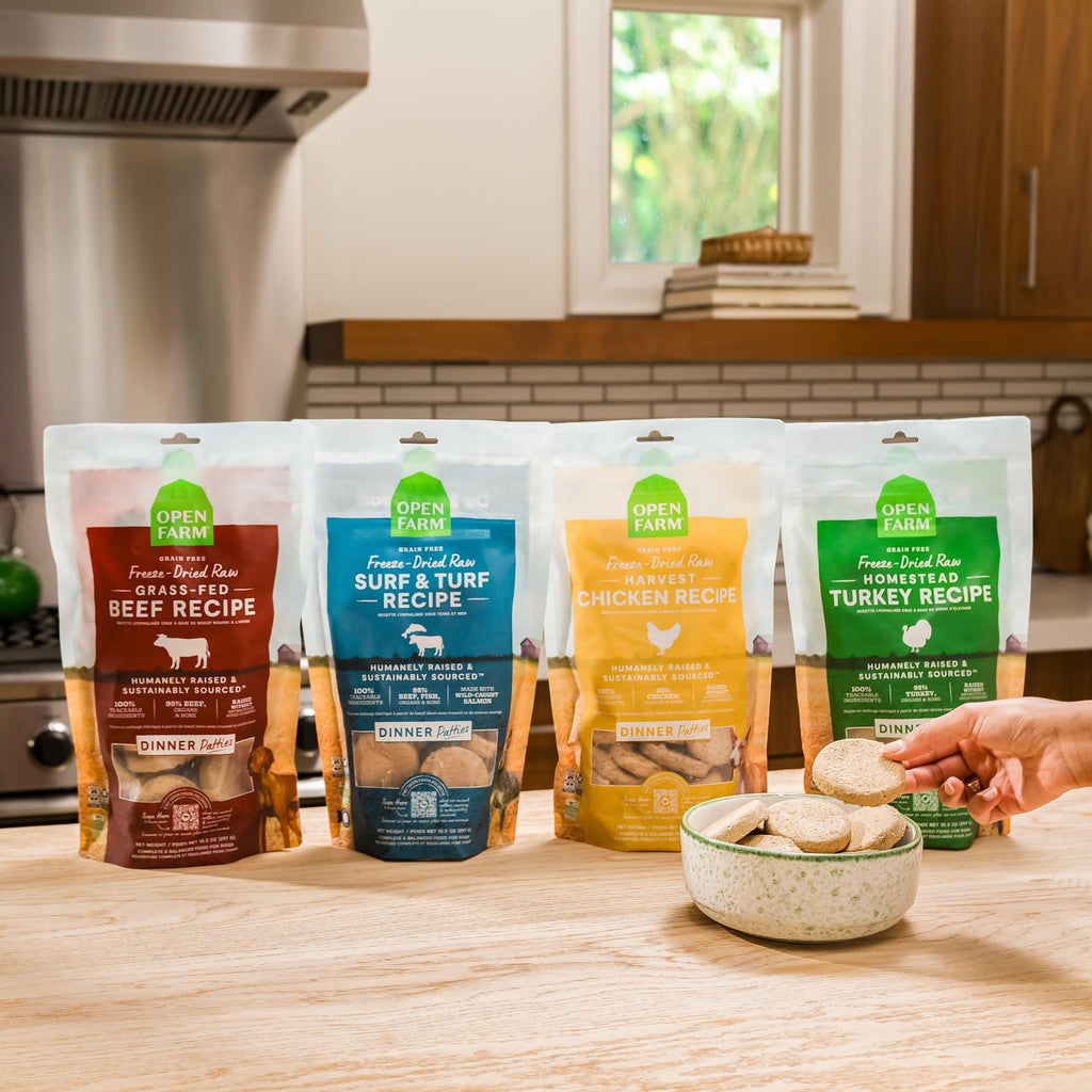Open Farm Freeze Dried Raw Dog Food Patties – 95% Meat, Organs & Bone | Grass-Fed Beef, 17.5oz