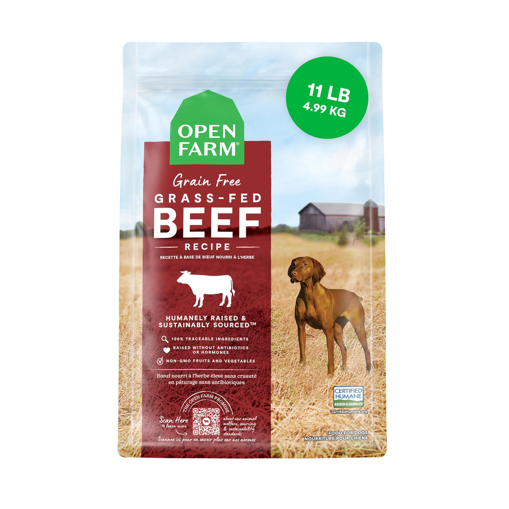 Open Farm Grain-Free Grass-Fed Beef Dry Dog Food – 11lb Bag | Complete & Balanced