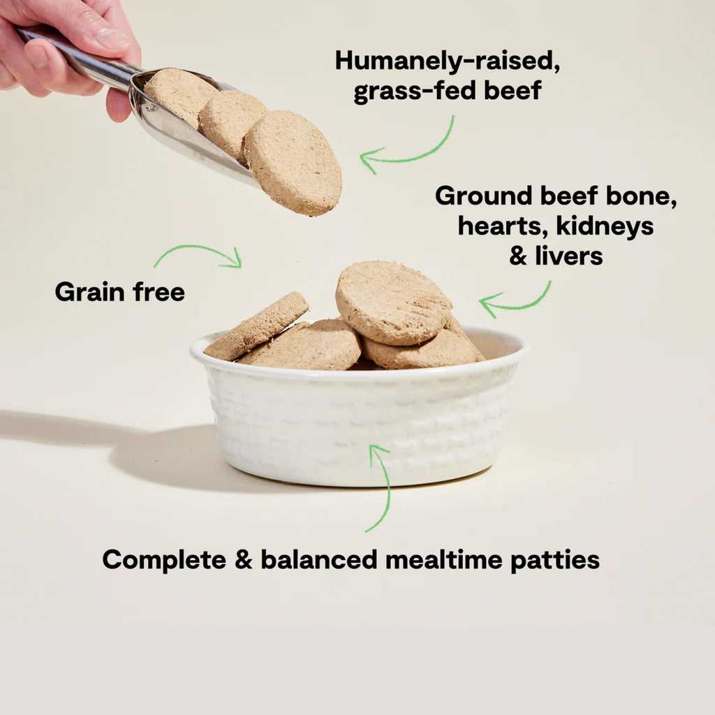 Open Farm Freeze Dried Raw Dog Food Patties – 95% Meat, Organs & Bone | Grass-Fed Beef, 17.5oz