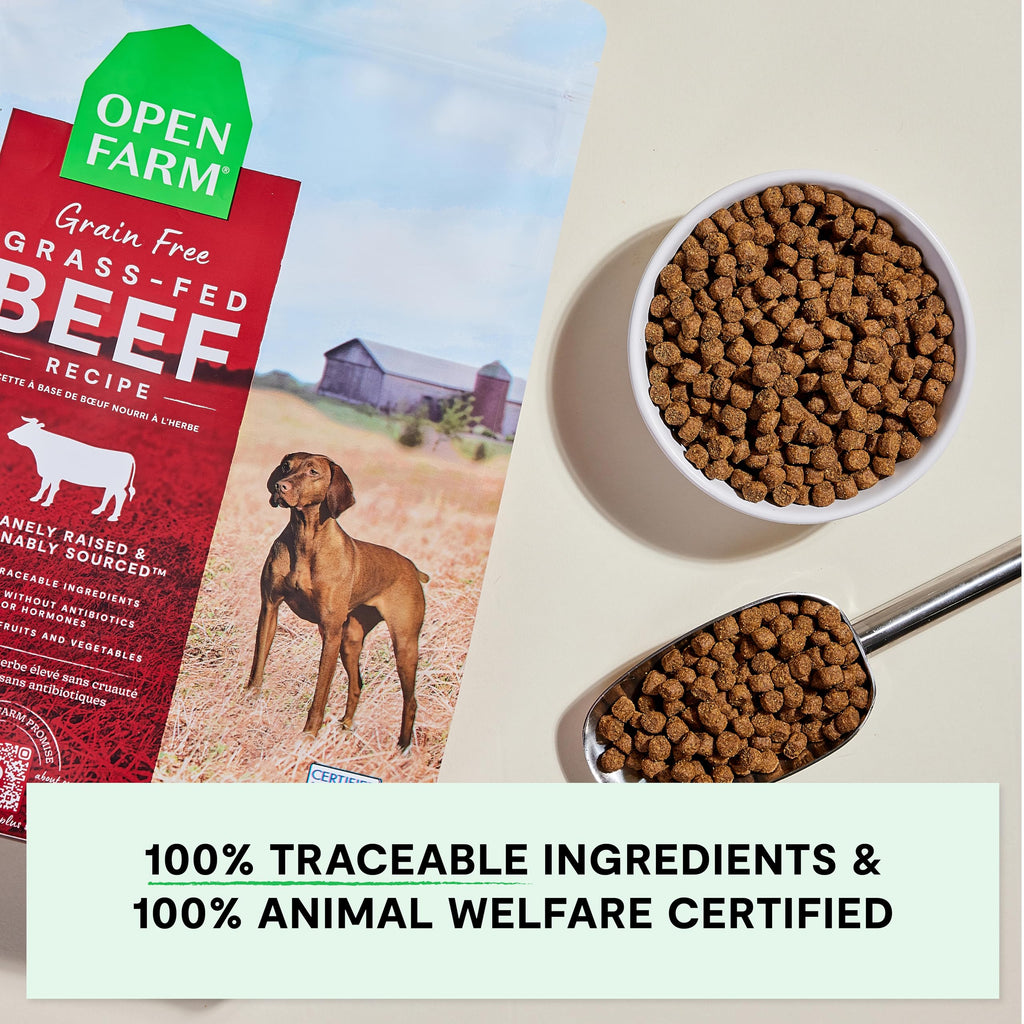 Open Farm Grain-Free Grass-Fed Beef Dry Dog Food – 11lb Bag | Complete & Balanced