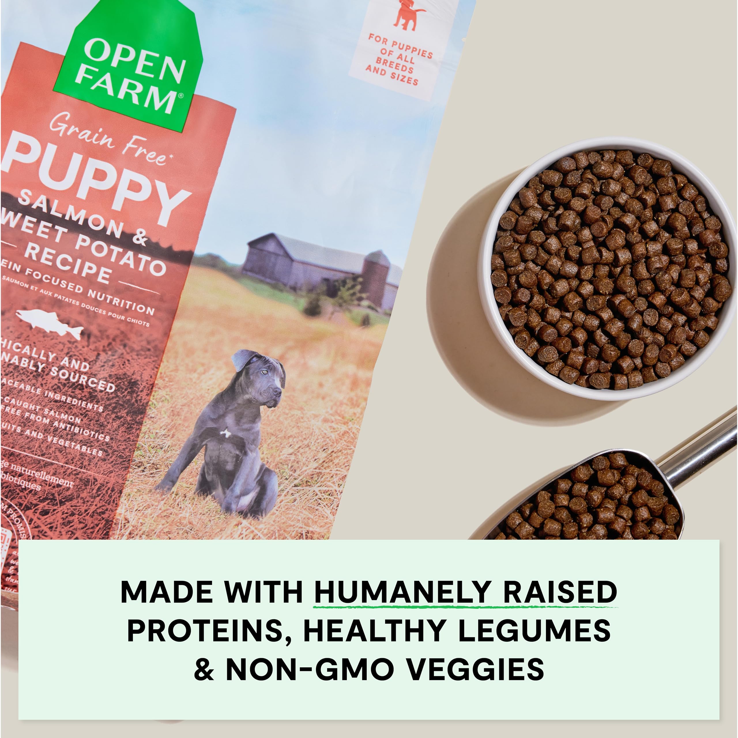 Open Farm Grain-Free Salmon & Sweet Potato Puppy Food – 22lb Bag