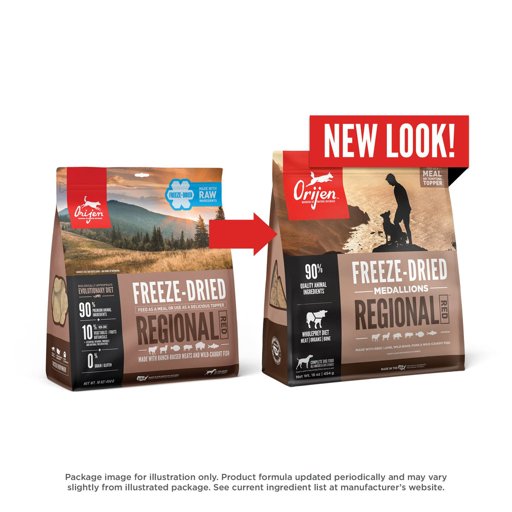 ORIJEN Regional Red Freeze Dried Medallions – High-Protein, Grain-Free Dog Food & Topper (16 oz)