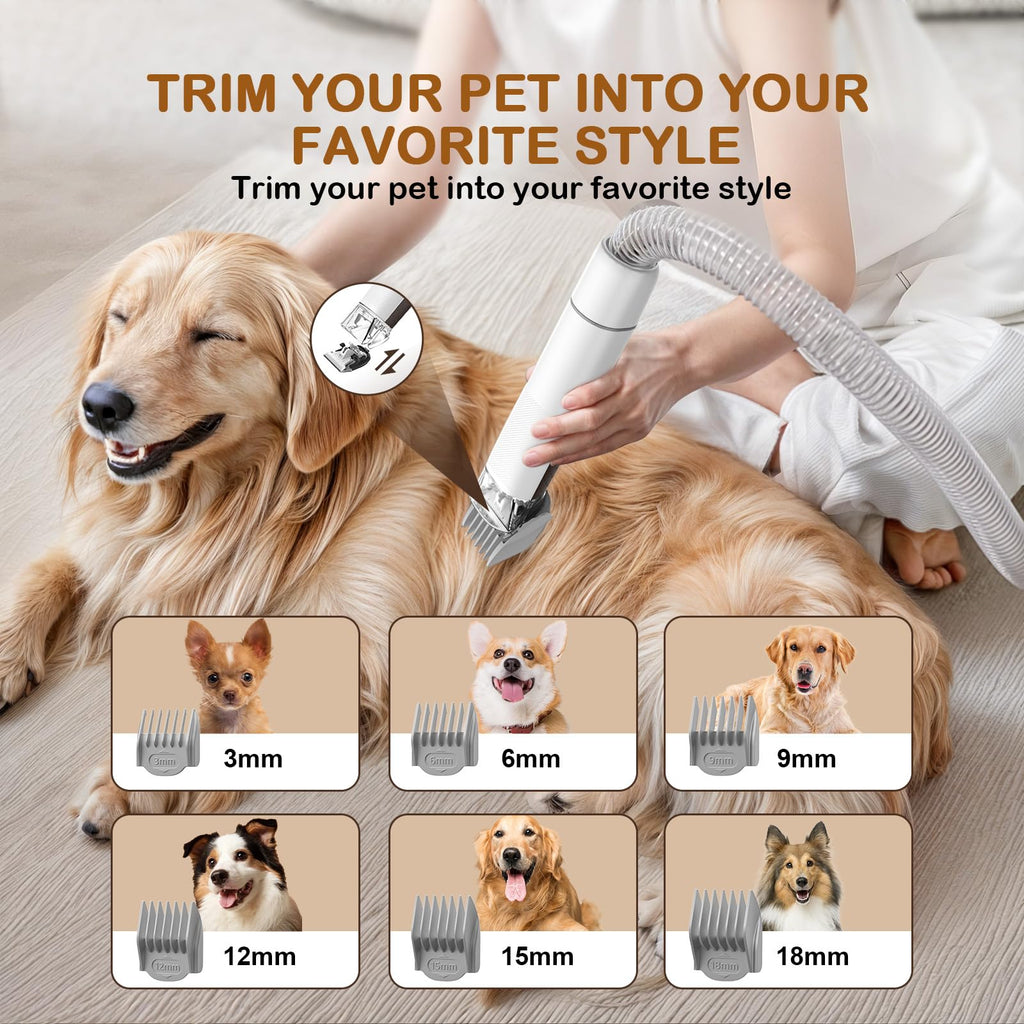 Ozumek Dog Grooming Vacuum Kit – 6 Tools, Quiet & Powerful Grooming